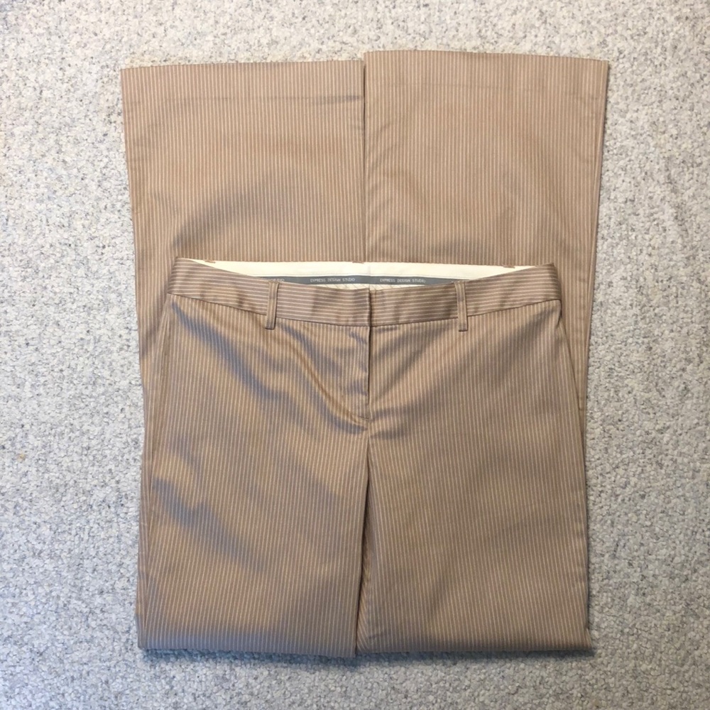 Express Tan Pinstripe Boot Cut Pants